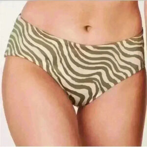 Andie The Hipster Olive/Beige Swimsuit Bottom, Medium